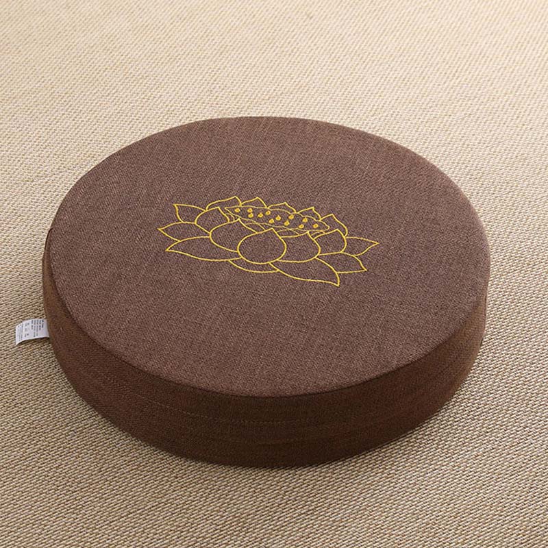 Mythstone Lotus Embroidery Cotton Linen Meditation Seat Cushion