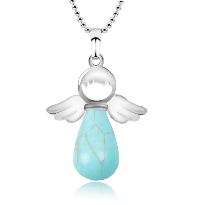 Colgante de cristal natural con alas de ángel de Mythstone para la suerte 