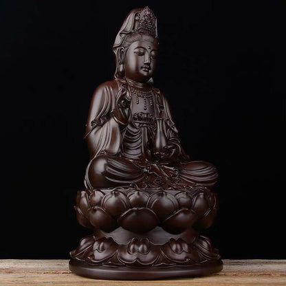 Mythstone Avalokitesvara Ebony Lotus Harmony Blessing Home Decoration