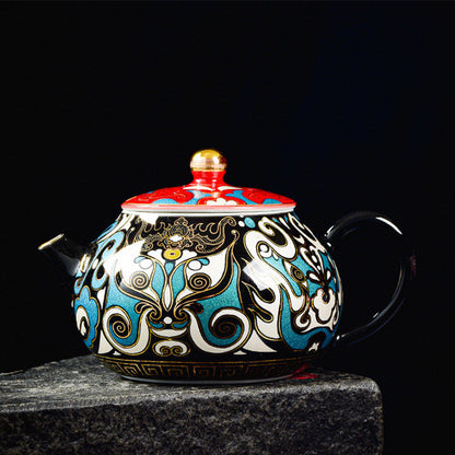 Mythstone Peking Opera Mask Pattern Ceramic Gaiwan Sancai Teacup Kung Fu Tea Cup And Saucer With Lid Teapot