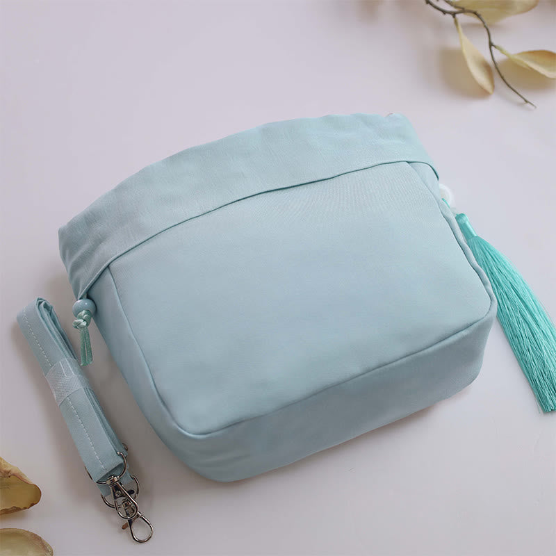 Bolso bandolera de lino y algodón con bordado de loto y magnolia de Mythstone Suzhou