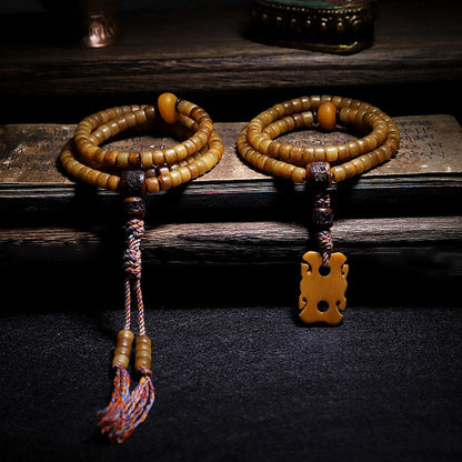 Mythstone Tibet 108 Mala Beads Yak Bone Amber Balance Bracelet