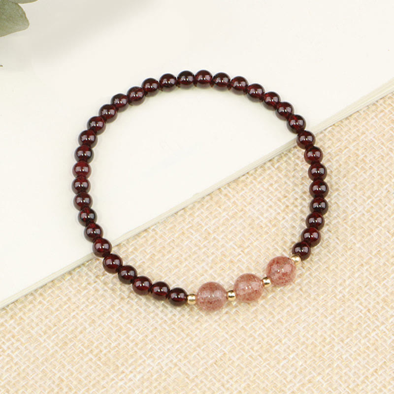 MythStone Natural Garnet Strawberry Quartz Calm Bracelet