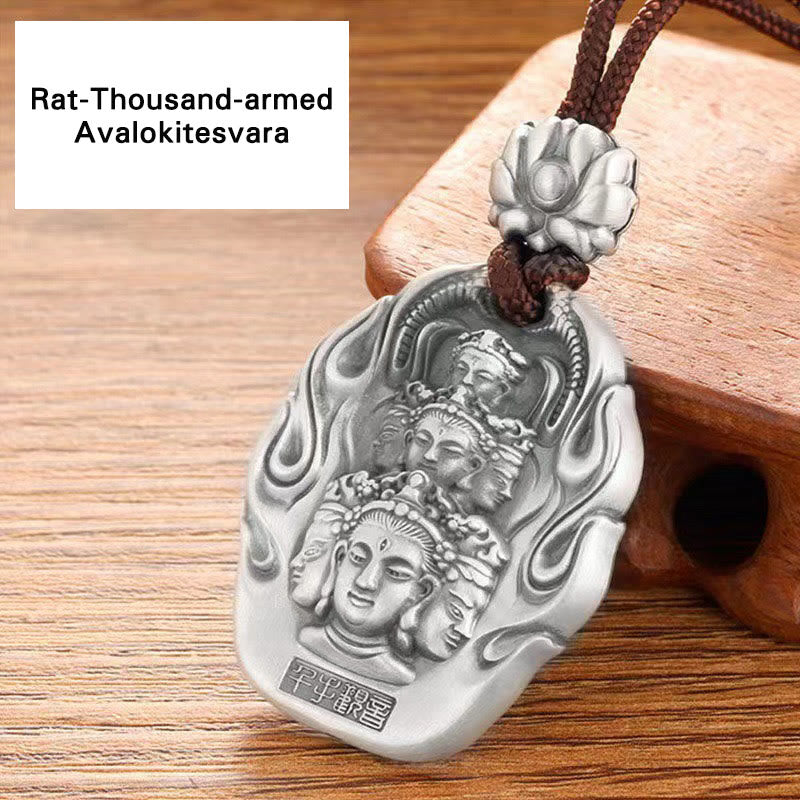 Mythstone Chinese Zodiac Natal Buddha Om Mani Padme Hum Lotus Compassion Necklace Pendant