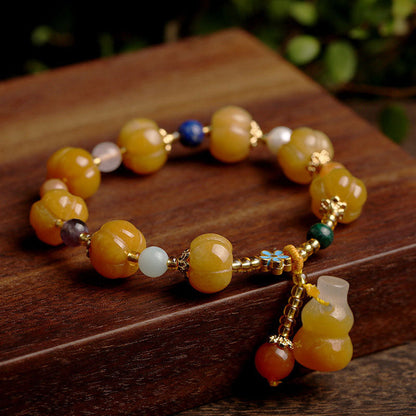 Mythstone Golden Silk Jade Pixiu Wealth Bracelet