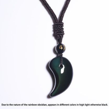 Mythstone Rainbow Obsidian Yin Yang Strength Pendant Necklace