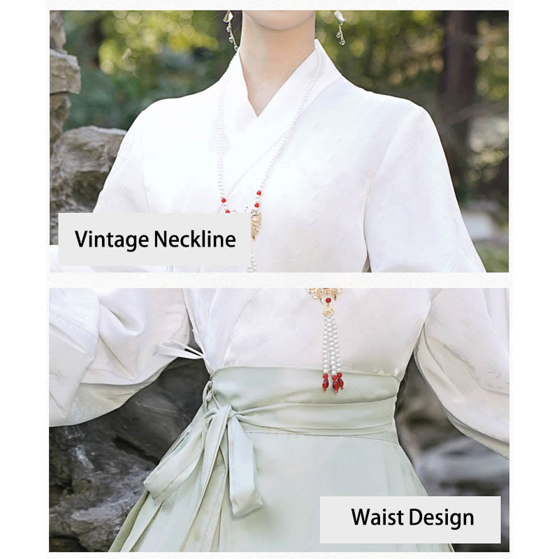 Mythstone Long Sleeve T-Shirt Top Tee Chinese Hanfu Flowers Horse Face Skirt Mamianqun