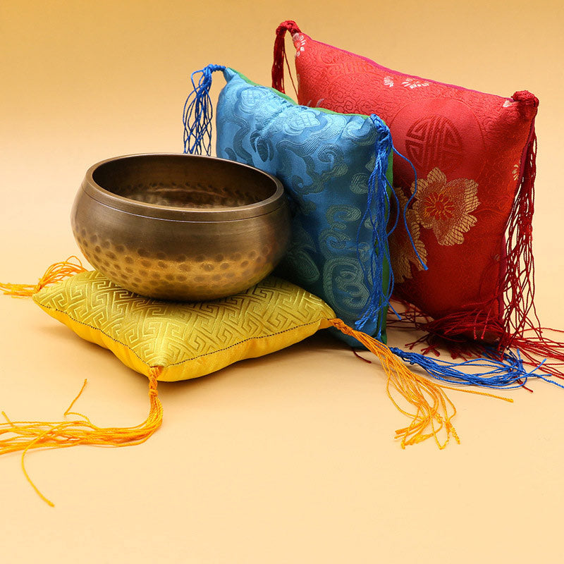 Mythstone Tibetan Singing Bowl Cushion Decoration with Tassel Decoration