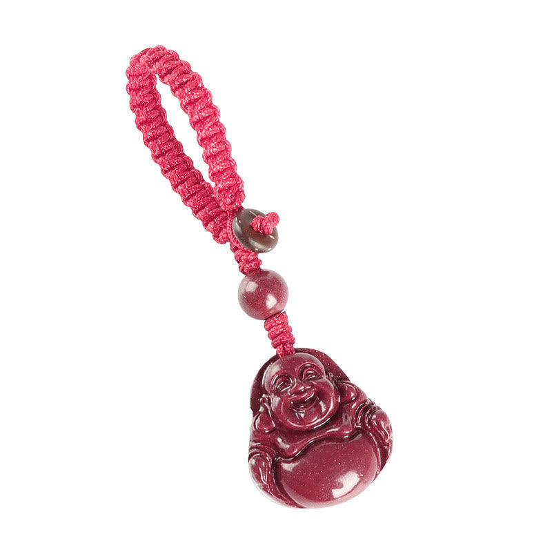 Mythstone Laughing Buddha Cinnabar Blessing Necklace Pendant Phone Hanging Decoration Key Chain