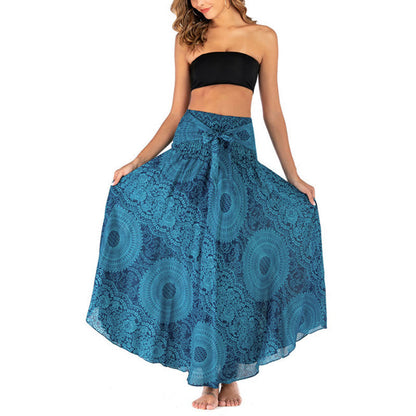 Mythstone Two Style Wear Boho Compass Rose Flower Skirt Dress