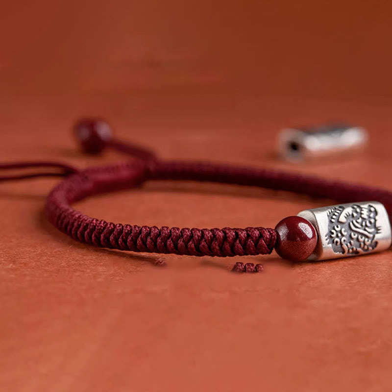 Mythstone 925 Sterling Silver 12 Chinese Zodiac Cinnabar String Bracelet