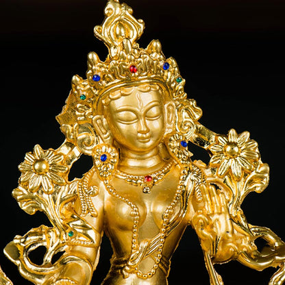 Mythstone Bodhisattva White Tara Hope Protection Gold Plated Statue Decoration