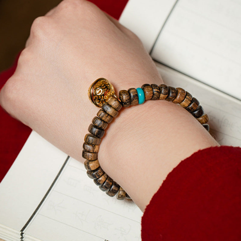 Mythstone Agarwood Red Agate Turquoise Balance Strength Bracelet