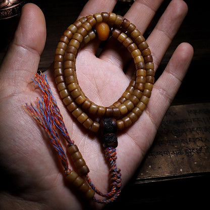 Mythstone Tibet 108 Mala Beads Yak Bone Amber Balance Bracelet