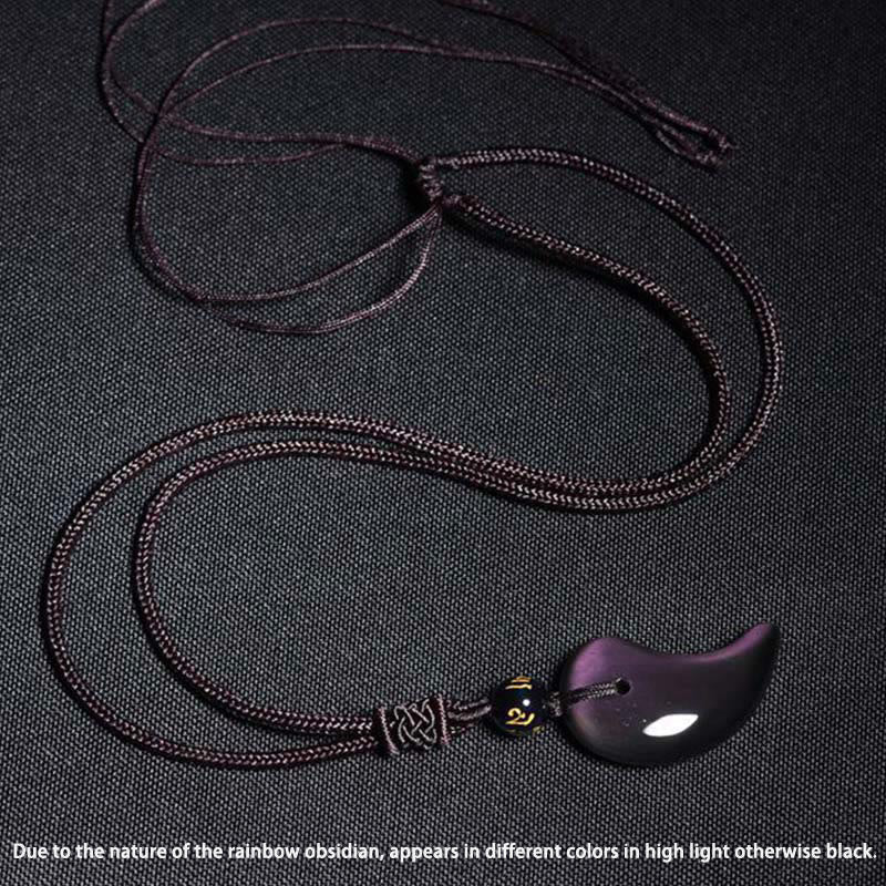 Mythstone Rainbow Obsidian Yin Yang Strength Pendant Necklace