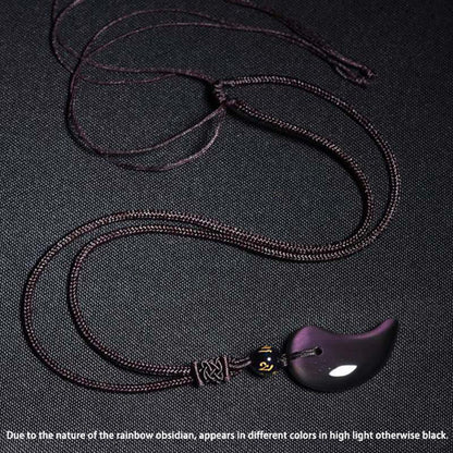 Mythstone Rainbow Obsidian Yin Yang Strength Pendant Necklace