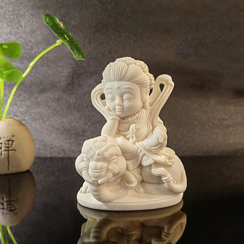 Mythstone Mini Ivory Fruit Tathagata Buddha Lotus Kwan Yin Avalokitesvara Manjusri Samantabhadra Serenity Desk Decoration