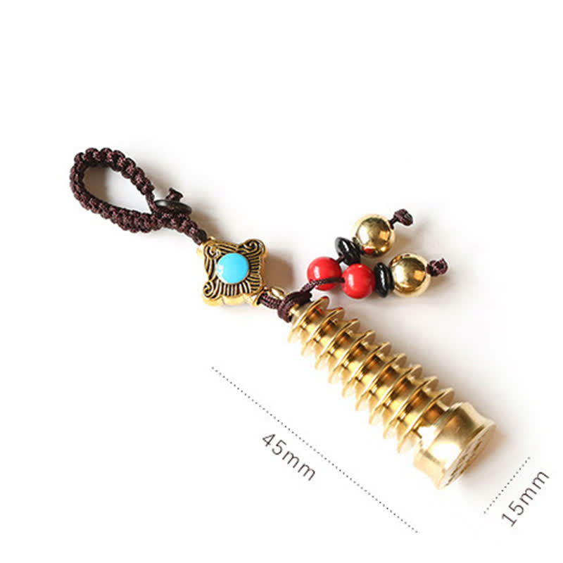 Mythstone Feng Shui Yin Yang Bagua Wenchang Pen Pagoda Prayer Wheel Keychain