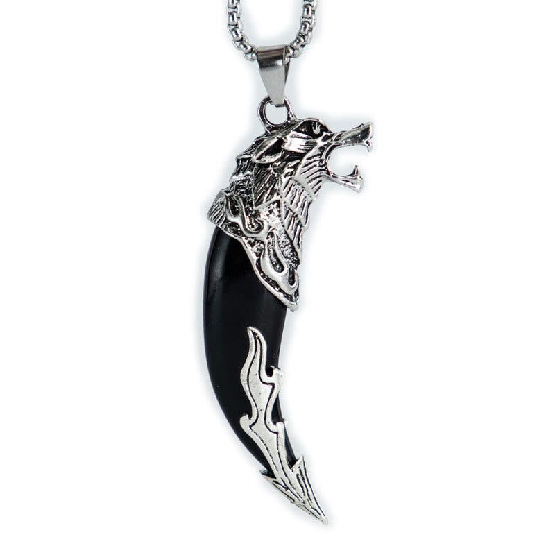 Mythstone Imitation Wolf Tooth Titanium Steel Balance Necklace Pendant