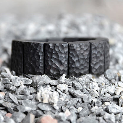 Mythstone Vintage Ebony Wood Texture Peace Couple Bracelet