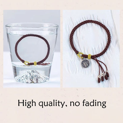 Mythstone Handmade 925 Sterling Silver Five Directions Gods of Wealth Luck Protection String Braid Bracelet