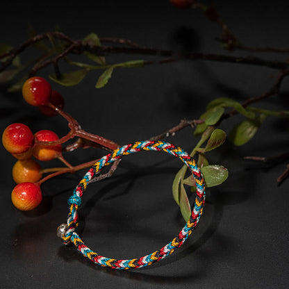 Mythstone Tibet Handmade Five Color Thread Protection Braid String Bracelet