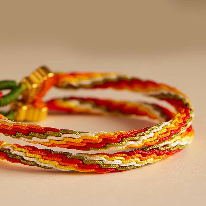 MythStone Persimmon Red Agate Strength Reincarnation Knot Braid String Bracelet