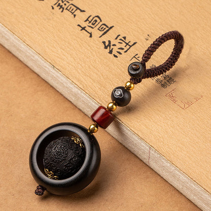 Mythstone Tibetan Small Leaf Red Sandalwood Ebony Luck Protection Rotation Decoration