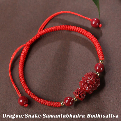 Mythstone Chinese Zodiac Natal Buddha Cinnabar Amulet Blessing String Bracelet