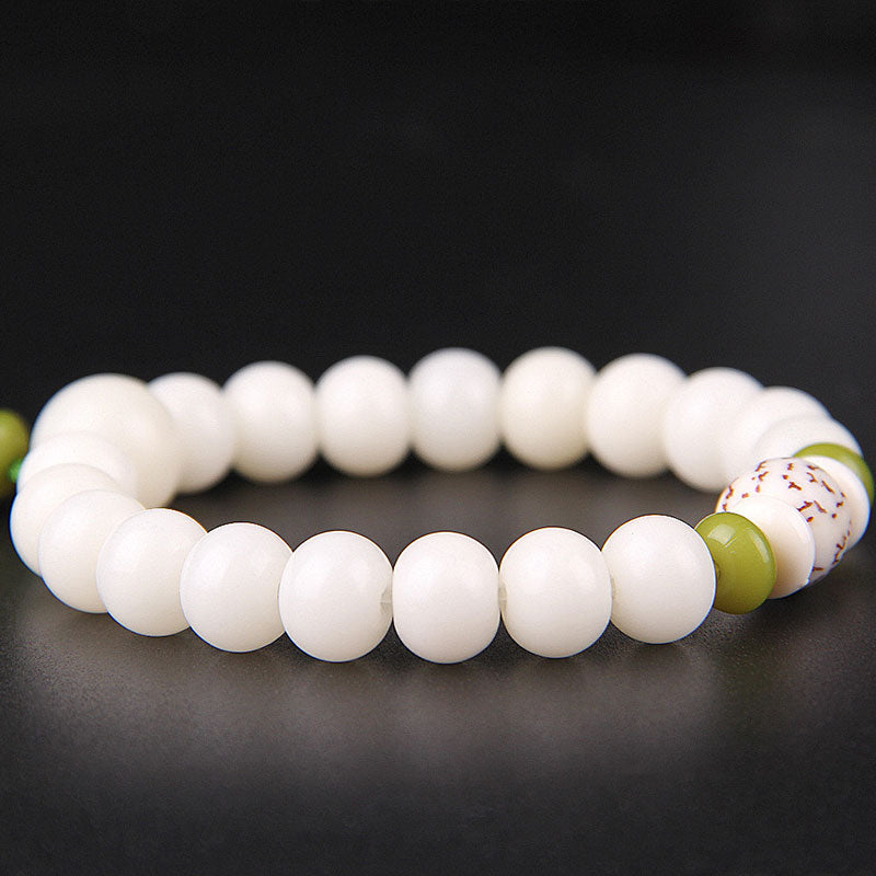 Mythstone Lotus Natural White Bodhi Seed Luck Bracelet