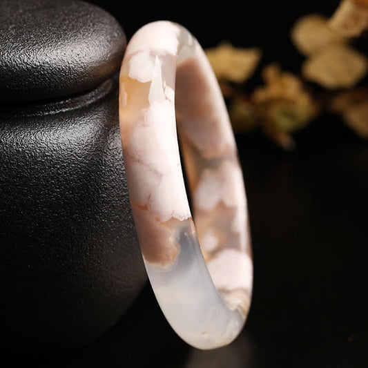 Mythstone Natural Sakura Agate Peace Bracelet Bangle