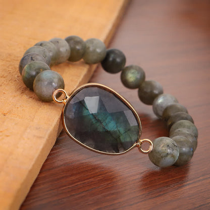 MythStone Natural Labradorite Moonstone Support Healing Beaded Bracelet