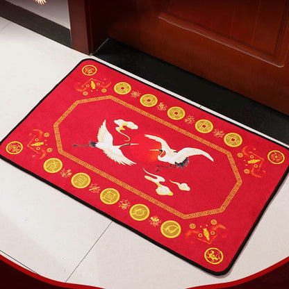 Mythstone Five Elements Lucky Crane Gourd Kirin Dragon Axe Nine Koi Fish Non-slip Foot Pad Doormat