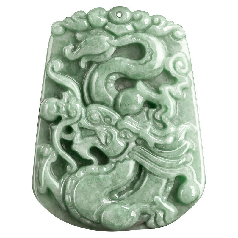 Mythstone Year Of The Dragon Chinese Zodiac Dragon Soaring Jade Protection Bead Chain Necklace Pendant