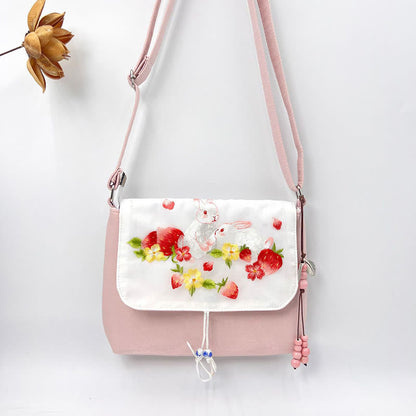 Bolso bandolera con bordado de camelia, epifilo, gardenia y flores de cerezo de Mythstone, bolso de hombro, bolso para teléfono móvil