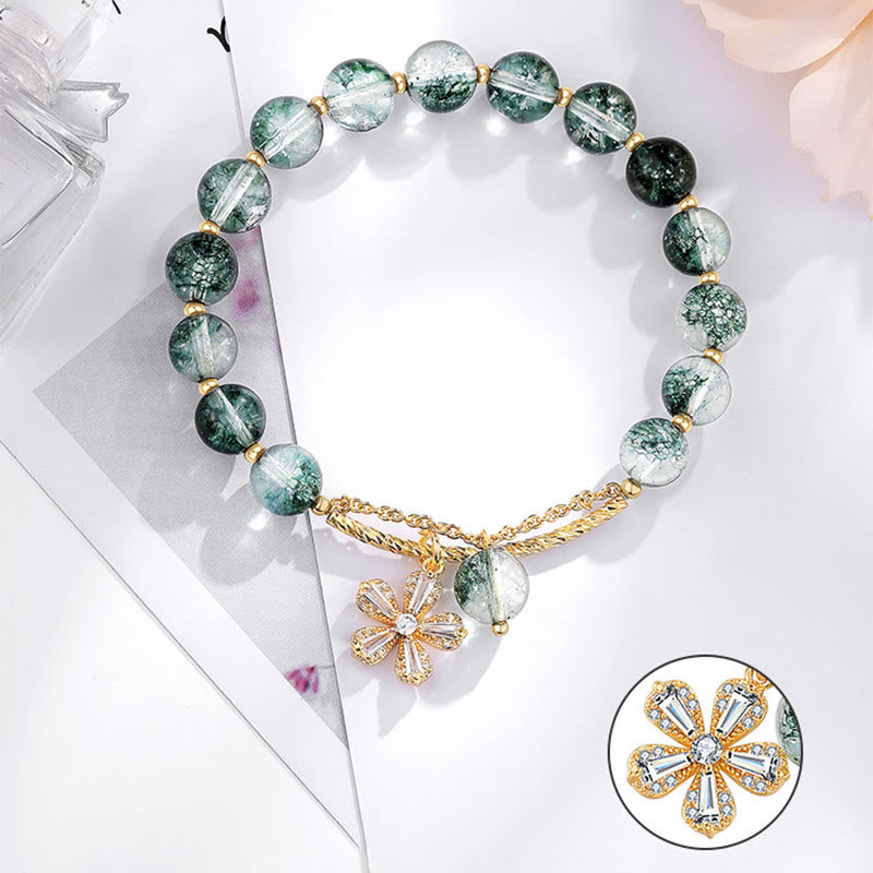 Pulsera con dije de confianza de cristal fantasma verde de MythStone 