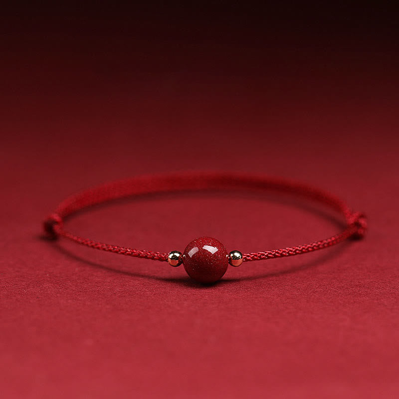 Mytthstone Natural Lucky Cinnabar Bead Blessing String Bracelet Anklet