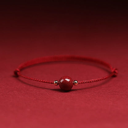 Mytthstone Natural Lucky Cinnabar Bead Blessing String Bracelet Anklet