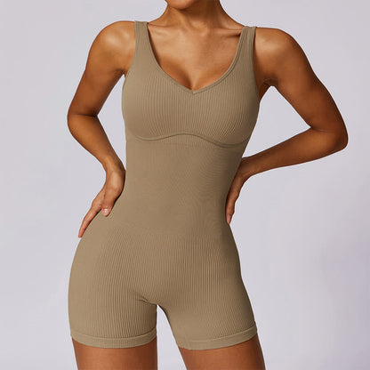 Mythstone Solid Seamless Jumpsuit Romper Sports Fitness Yoga Women Bodysuit