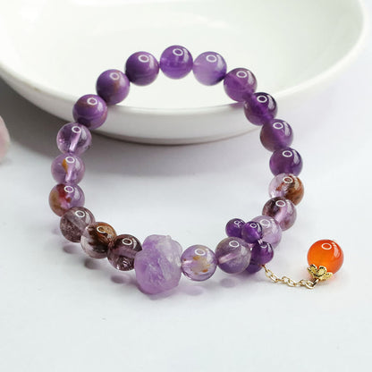 Mythstone Natural Amethyst Purple Phantom Gemstone Spiritual Awareness Bracelet