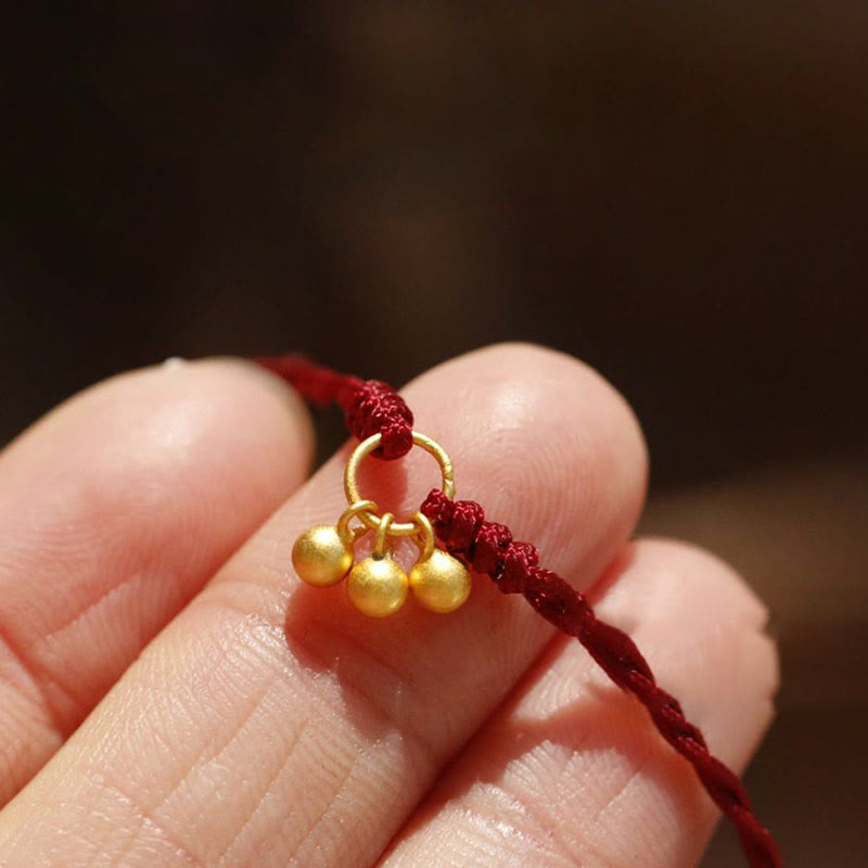 Mythstone 925 Sterling Silver Gold Plated Luck Red String Bracelet