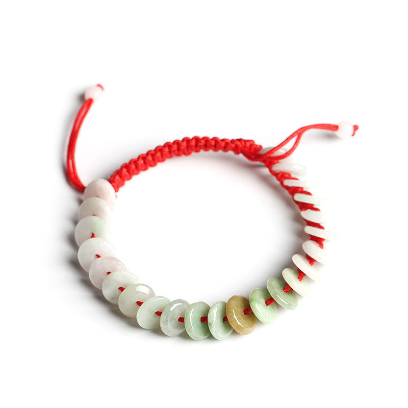 MythStone Natural Round Jade Luck Red String Protection Bracelet