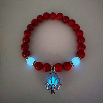 MythStone Tibetan Turquoise Glowstone Luminous Bead Lotus Protection Bracelet