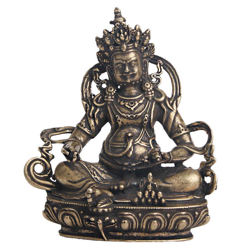 Mythstone Yellow Jambhala Bodhisattva Figurine Serenity Copper Statue Decoration