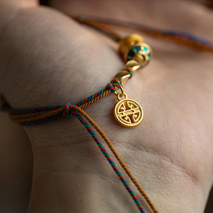 Mythstone Tibetan Handmade Om Mani Padme Hum Prayer Wheel Protection Strength String Bracelet