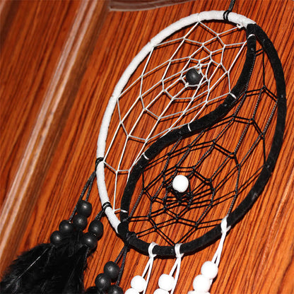 Mythstone Yin Yang  Dream Catcher Circular Net with Feathers Balance Decoration