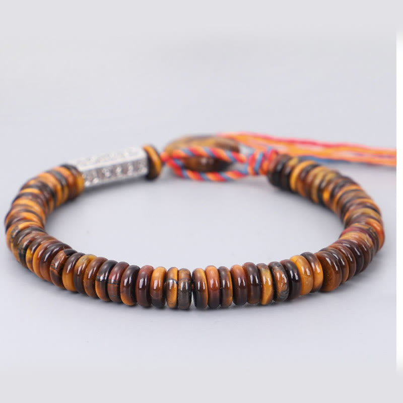 Mythstone Tibetan Tiger Eye Om Mani Padme Hum Protection Power Bracelet