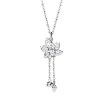 Mythstone 925 Sterling Silver Lotus Zircon Enlightenment Necklace Pendant