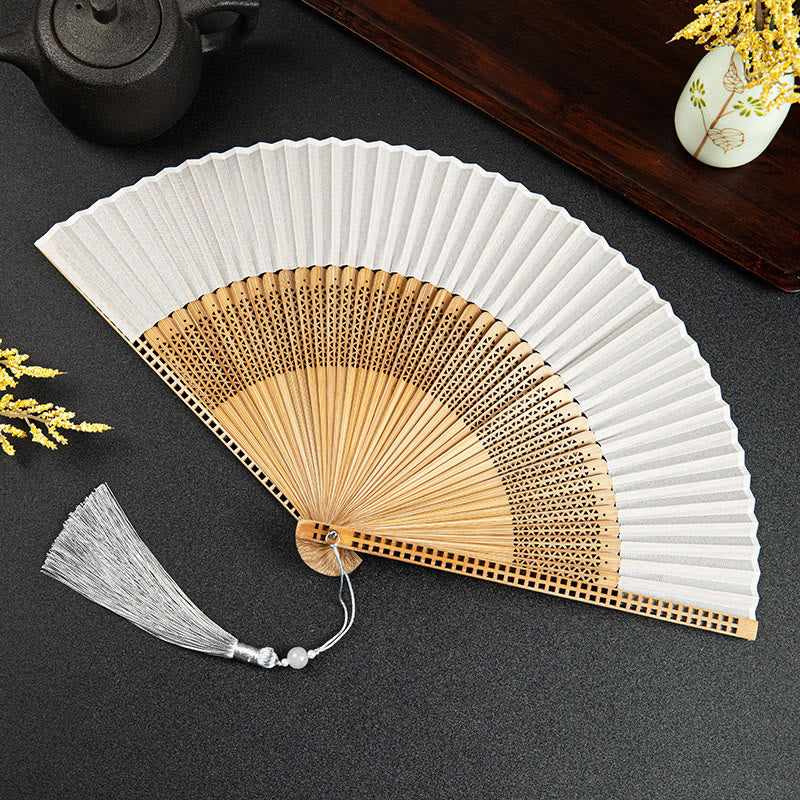 Mythstone Vintage Handheld Folding Fan With Bamboo Frames