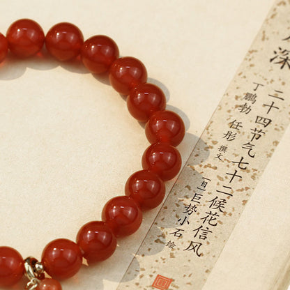 Mythstone Natural Red Agate Buddha Success Bracelet